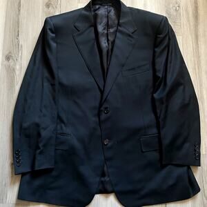 Canali Italy Men Black Wool Suit Jacket Blazer Two Button Double Vented Size 48R